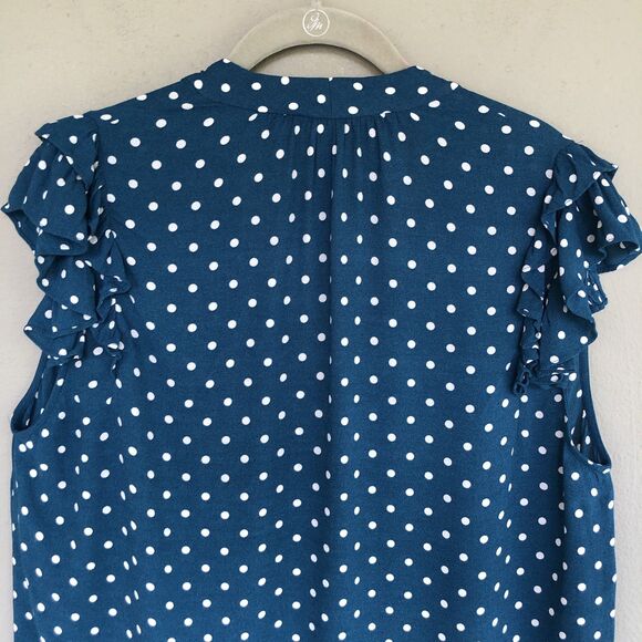 ZIMMERMAN Top Blouse Women’s 2/M Teal Polka Dot Tie Neck Ruffle Sleeve Boho Chic - Picture 11 of 14